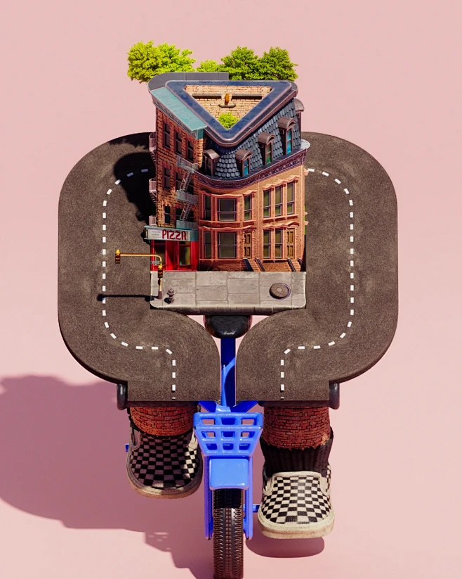 commute 3D animation city Character design buildings Landscape nyc-花瓣网