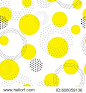 Vector geometric seamless pattern. Universal Repeating abstract circles figure in black white yellow. Modern halftone circle design, pointillism