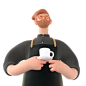 Waiter going to serve coffee  3D Illustration