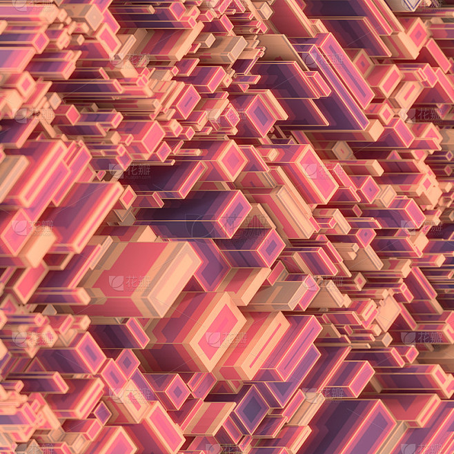 等距矩形图案抽象3d渲染数字插图背景