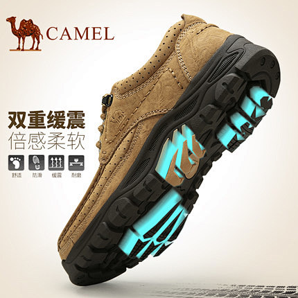 Camel/骆驼日常休闲鞋磨砂牛皮休闲皮...