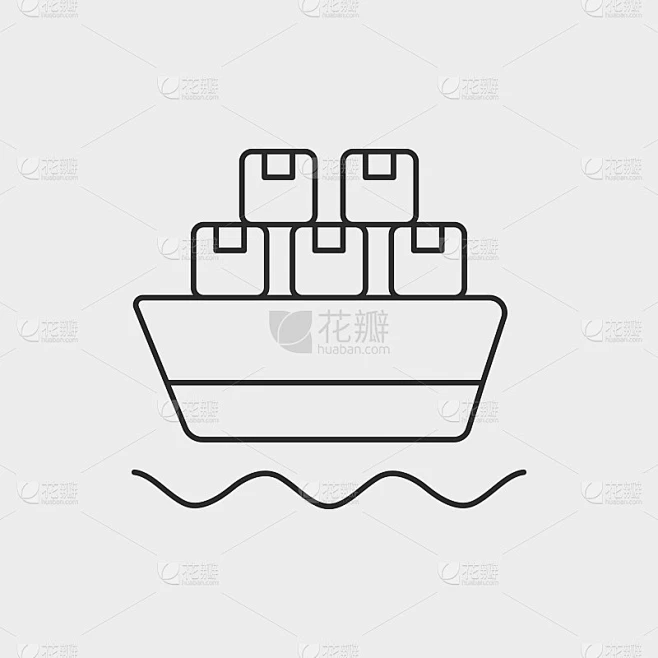 物流船舶线图标素材-花瓣网