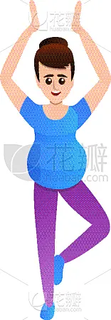 pregnant girl doing yoga icon cartoon style