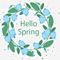 蓝色花朵你好春天高清素材 hellospring 你好春天 春天 矢量png 蓝色花朵 蓝色花环 免抠png 设计图片 免费下载