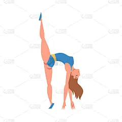 女体操运动员作为马戏团艺术家角色表演在舞台或竞技场矢量插图