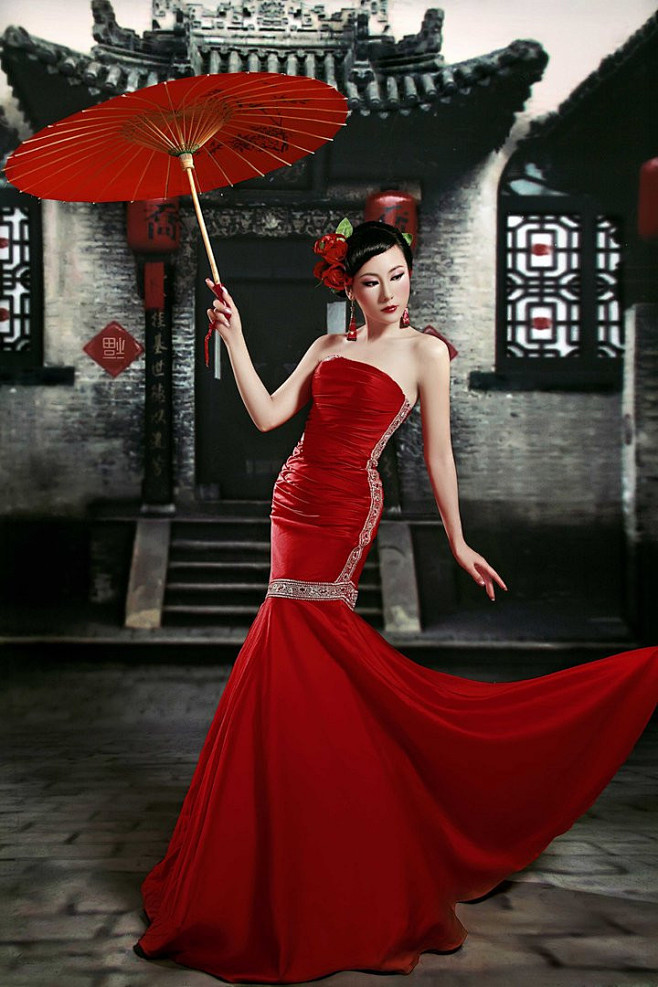 古典红色旗袍美女 - 箫墨诗剑 - 箫墨...