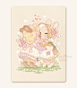 The Softest Smooch Textured Print : Two sweet bunnies share a gentle kiss. This sweet vintage-styled image recalls a simpler time long ago, with soft colors and a warm feeling of friendship. A pleasant token for those who long for a bucolic cottage lifest