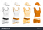 女性的空白运动t恤,短裤和帽子模板集。 - 运动/娱乐活动,美容/时装服饰 - 站酷海洛创意正版图片,视频,音乐素材交易平台 - Shutterstock中国独家合作伙伴 - 站酷旗下品牌