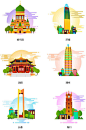 长春海口郑州沈阳哈尔滨济南城市建筑矢量图-众图网