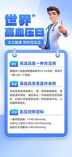 世界高血压日心脏健康体检科普海报