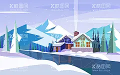 冬天背景  - 源文件下载【酷图网】冬天背景,冬日背景,冬日风景,下雪,雪地,寒冷,梦幻,冬天壁纸,景色,自然季节,冬季,插图,冰天雪地,手绘,卡通,风景地形,