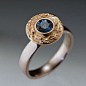 [aw.]::十亿光年::蓝宝石14k金，银钯合金戒指 设计师作品 美国