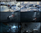 Concept art of a hospital and school for the game project 