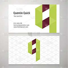 现代字母Q折纸名片模板