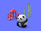 Panda roll animation loop character 3d bamboo panda china