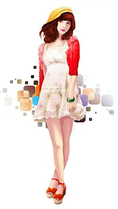 红杉唯美女生插画