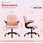 Amazon.com: YAMASORO Home Office Chair Mid Back Office Desk Chairs with Wheels and Flip-up Arms Leather Computer Chair for Girls, Women, Pink : Office Products