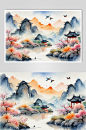 AI数字艺术水墨画山水画丹青美术插画