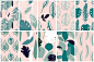 蓝色系蓝灰色热带雨林树叶造型纹理背景植物AI设计素材  (3)