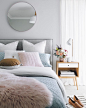 Love the pillows, bedside table (from Adairs), and flowers.: 