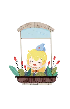 鲨鱼娘扁平可爱Q版斗鱼TV小场景素材小清新