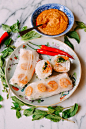 Vietnamese Summer Rolls with Seared Shrimp, by thewoksoflife.com