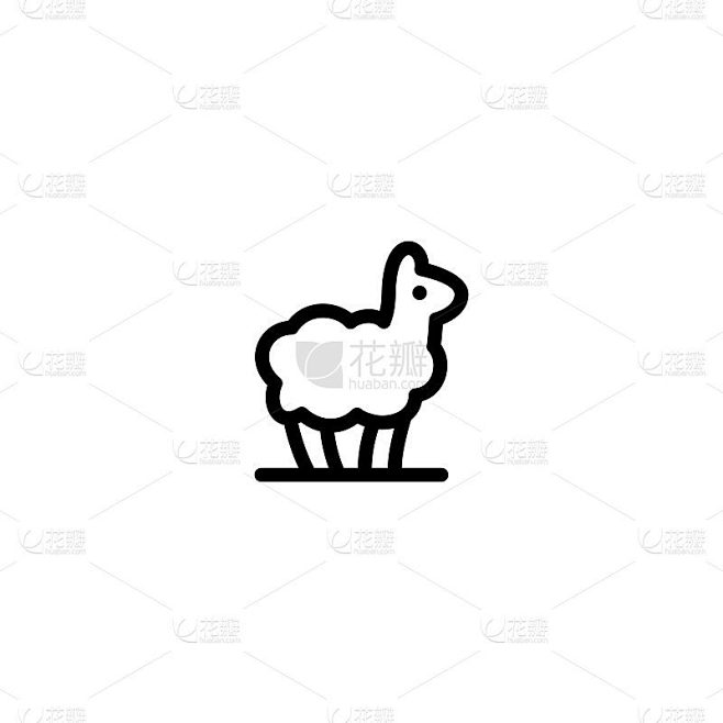 羊驼驼矢量图标插图线轮廓单线风格素材-花瓣网