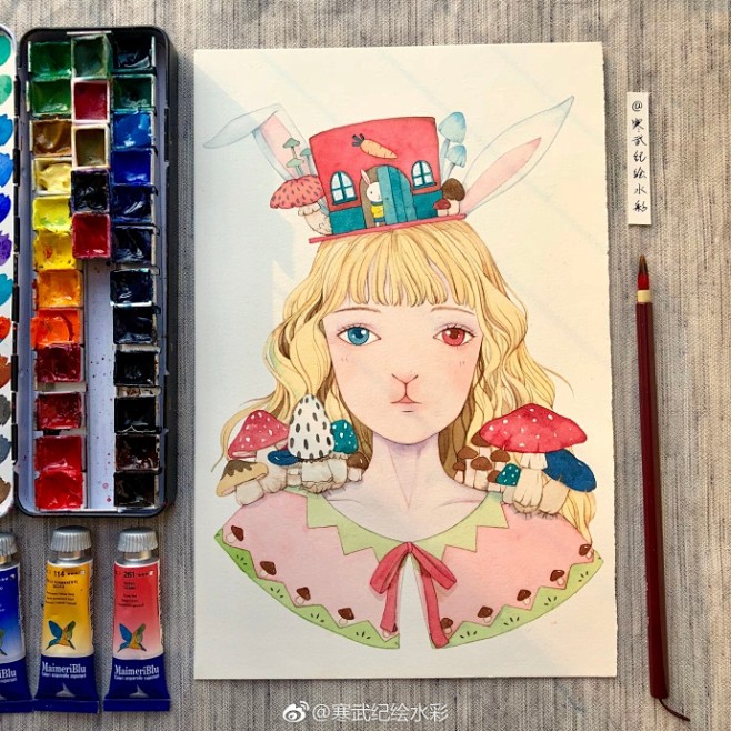 #水彩# 我笔下的少女们 ​（作者： 邓...