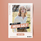 Free vector realistic vertical sale poster template with photo