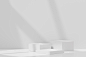 摄图网_327095453_用于产品展示和品牌广告的3个抽象背景白色讲台 带有窗口和屋顶的阴影 模拟空场景目录立方体嘲笑大理石插图地面包装平台推介会风格（企业商用）