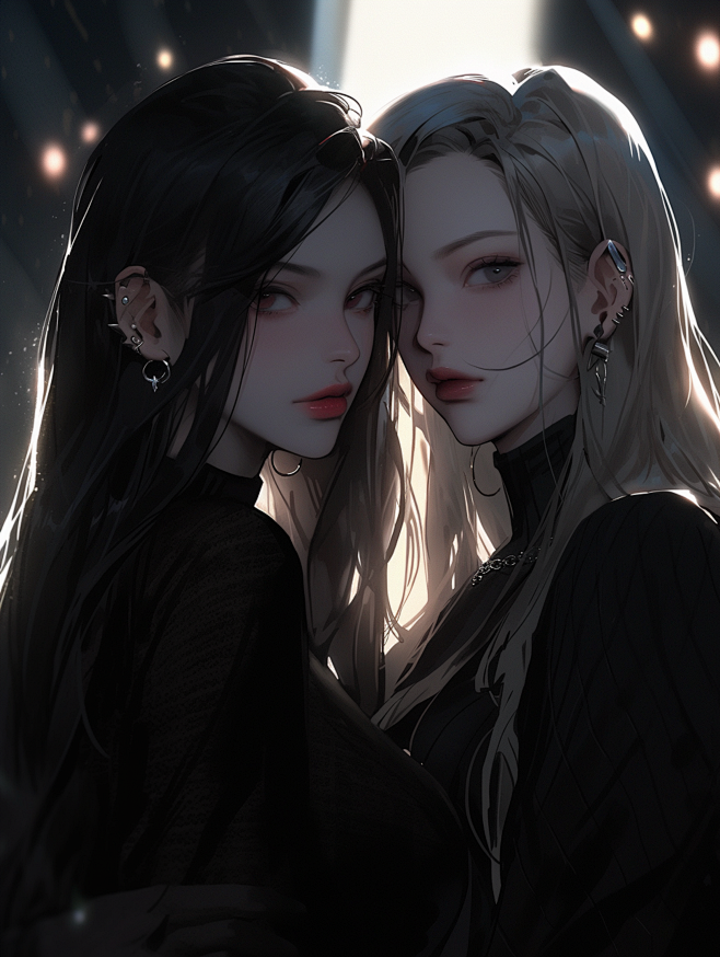 现代双女主 | Ai绘画 @叙叙叙叙白