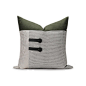 新中式简约样板间抱枕主卧沙发方枕墨绿色灰白色拼接加扣装饰靠包-淘宝网