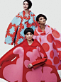 Cover styled by Carine Roitfeld for the Youthquake issue of V Magazine features models Stef Van Der Laan, Daniela Braga, and Kati Nescher wearing those flat-lined New Silhouette coats from Comme des Garcons Fall 2012.