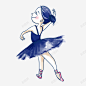 手绘蓝色的芭蕾舞女孩插画高清素材 网页 设计图片 免费下载 页面网页 平面电商 创意素材 png素材
