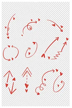 手绘桃心爱心箭头元素线条简笔画免扣元素