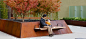 corten urban planter + bench