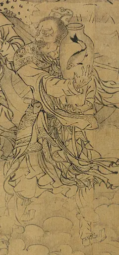 #下元节#元 何澄(传) 下元水官图，宋元时期的鬼怪画脑洞确实很大，宋人搜山图卷，元人颜辉钟馗雨夜出游图，元人龚开中山出游图等等。对日本人后来的鬼怪造型或者有影响 ​​​​