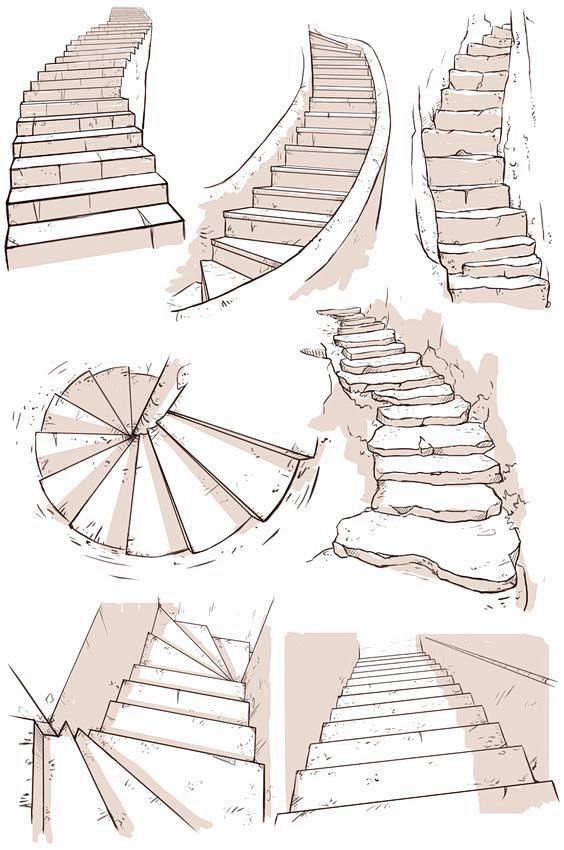 旋转楼梯怎么画简笔画图片