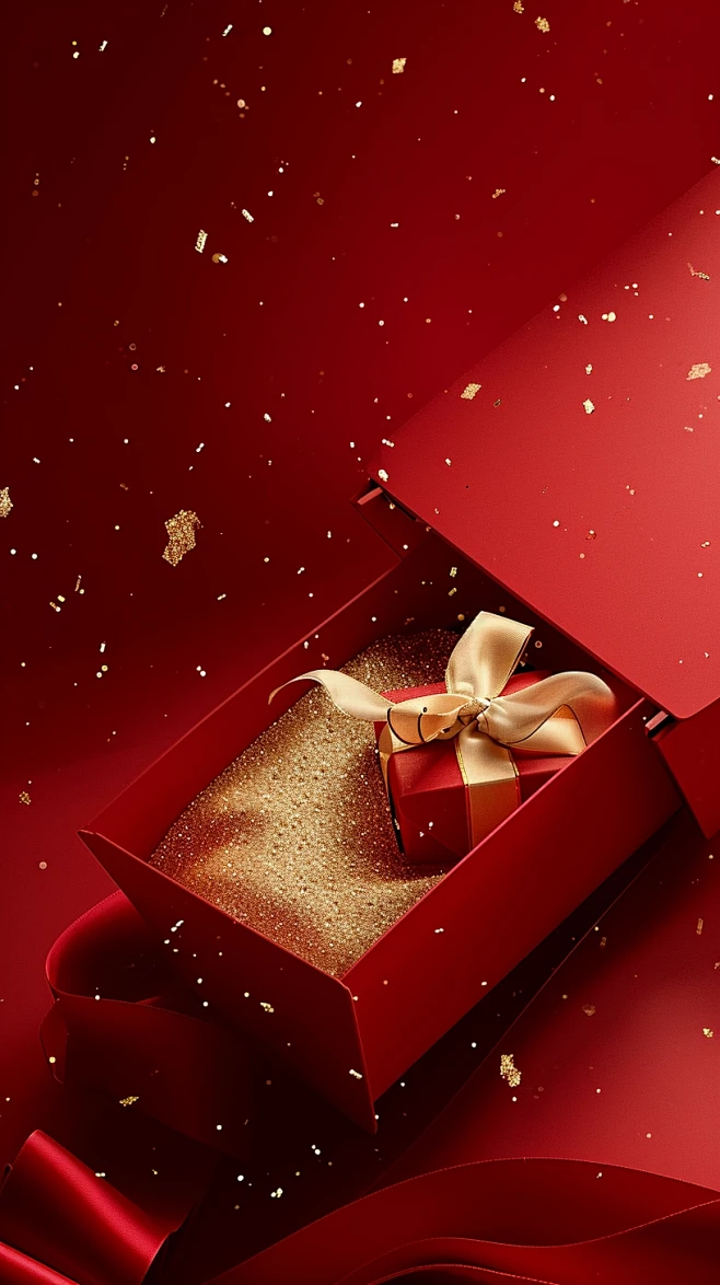 A red gift box with ...