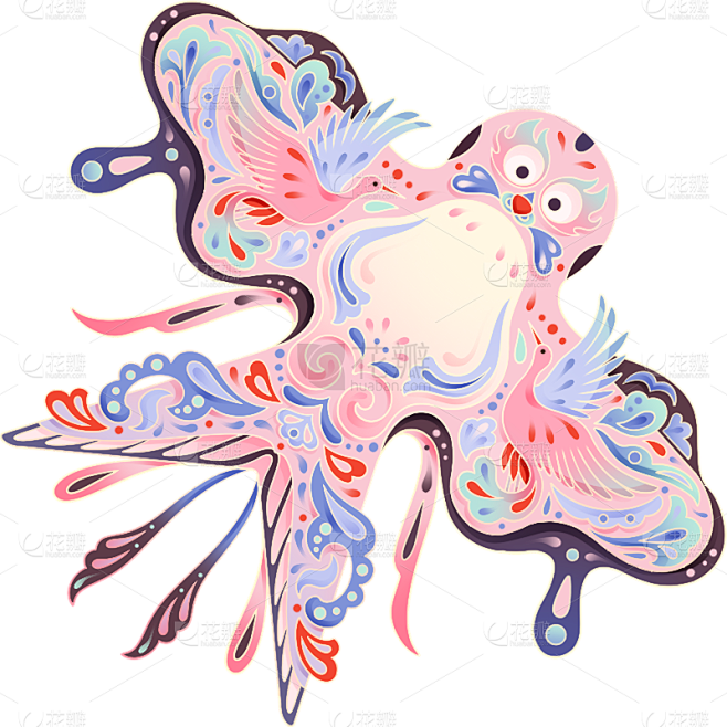 二十四节气春分插画幻彩国潮风春季风筝元素...