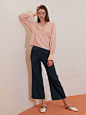 [W CONCEPT] : [kollab 콜랍] BOOTS CUT SLACKS BLUEGREEN