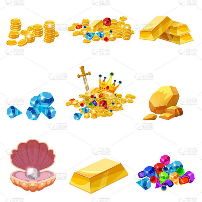 设置宝藏, 黄金, 硬币, 岩石金块, ...