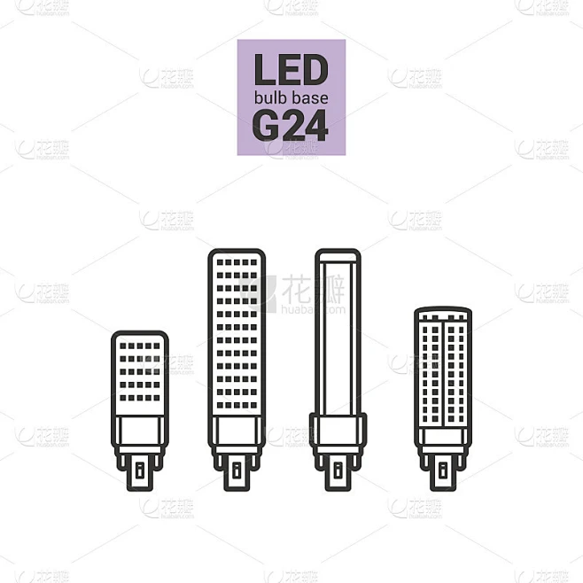 LED灯G24灯泡矢量轮廓图标设置图片_其他图片图片素材-花瓣网