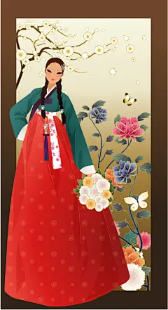 ??·韩服女孩·插画·韩国女孩·服饰·传统服饰 - 淡泊 - 淡泊