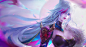 General 3840x2108 Xayah (League of Legends) League of Legends PC gaming video game art video game girls pink lipstick aqua eyes cyan hair looking at viewer fantasy girl fantasy art