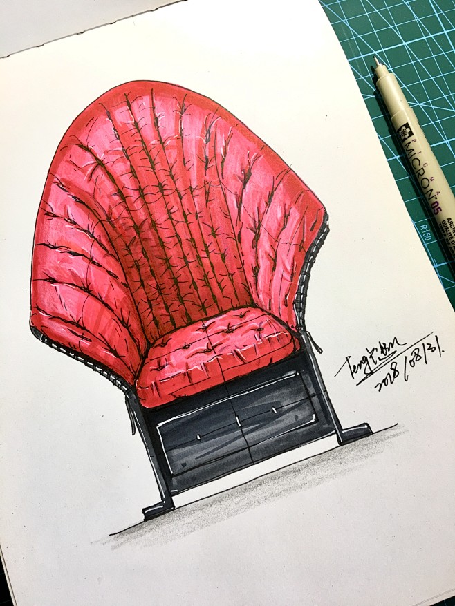 马克笔彩铅椅子效果图产品设计手绘产品设计草图工业设计手绘工业设计