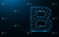 英文字母b,暗色,几何形状,字母,绘画插图,图像,矢量,低多边形效果 ,抽象,字体