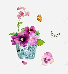 一盆木芙蓉高清素材 手绘 插画 木芙蓉 植物 花卉 花朵 装饰花 免抠png 设计图片 免费下载