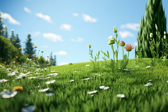 Clean grass, 3d rend...