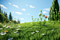 Clean grass, 3d rendering，Unreal Engine ，octane render ， behance